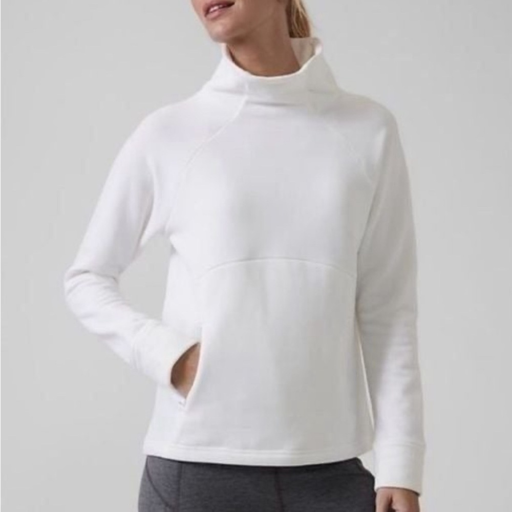 Athleta Women White Small altitude Polartec Funnel Neck Sweatshirt NWT